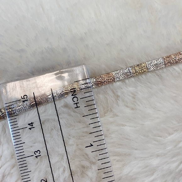 Tri-Color gold Over Sterling Bracelet - Picture 6 of 7